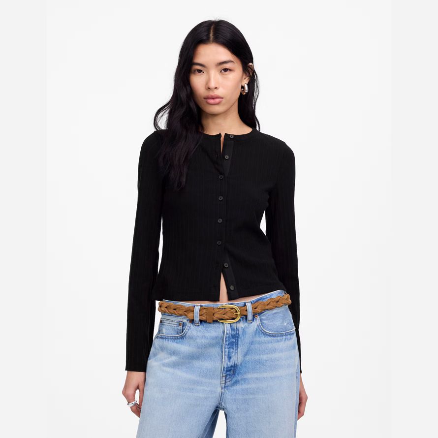 womens madewell coton Évasée-cardigan À manches noir