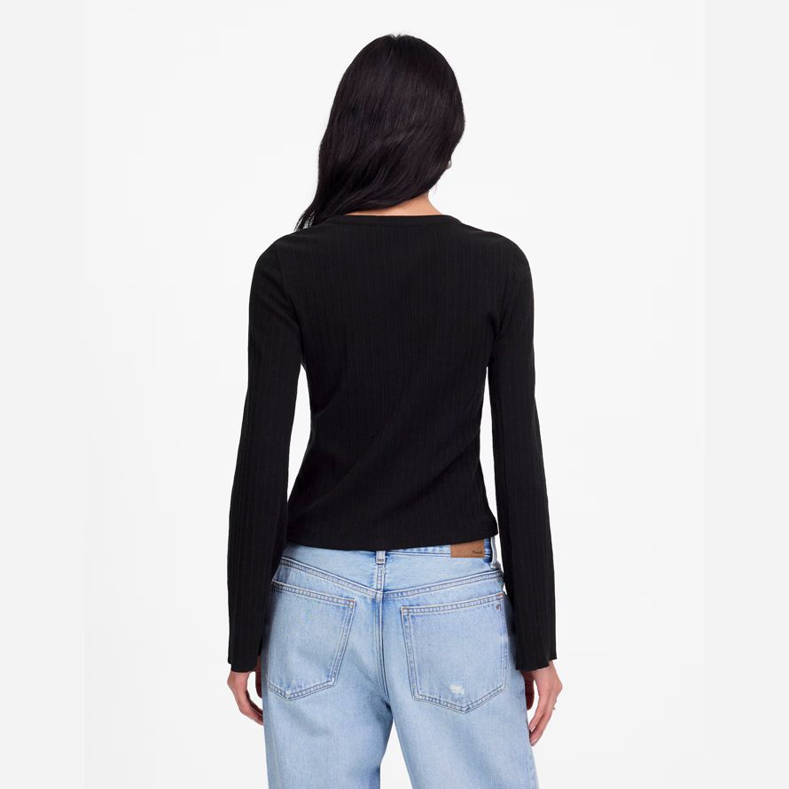 womens madewell coton Évasée-cardigan À manches noir