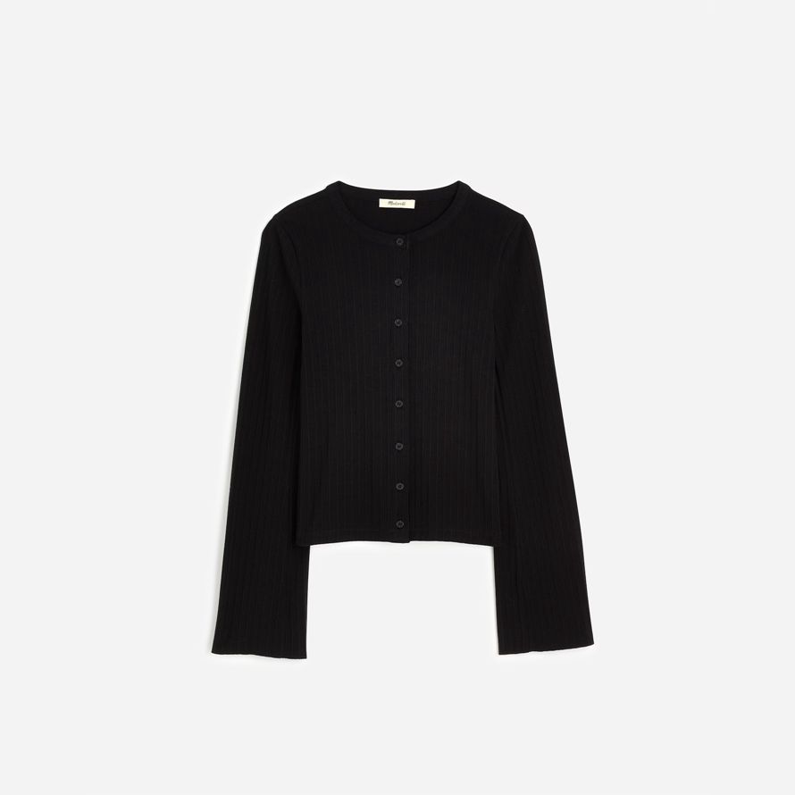 womens madewell coton Évasée-cardigan À manches noir