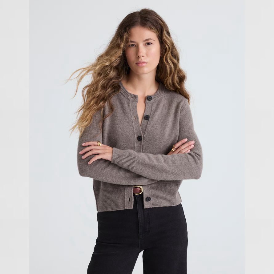 gris madewell cachemire bouton-face womens cardigan