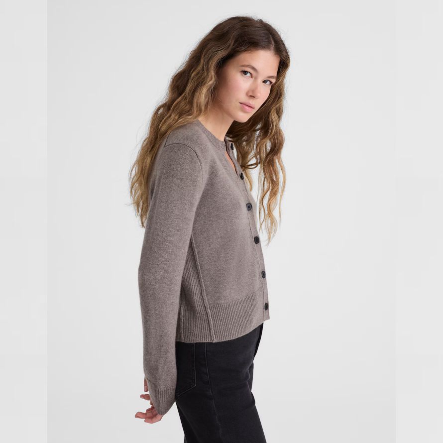 gris madewell cachemire bouton-face womens cardigan