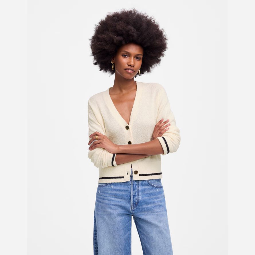madewell boucl�-knit womens cardigan crème