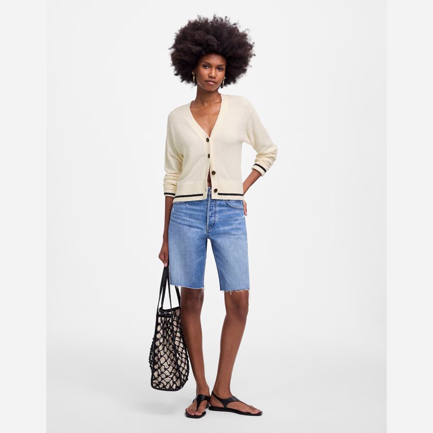 madewell boucl�-knit womens cardigan crème