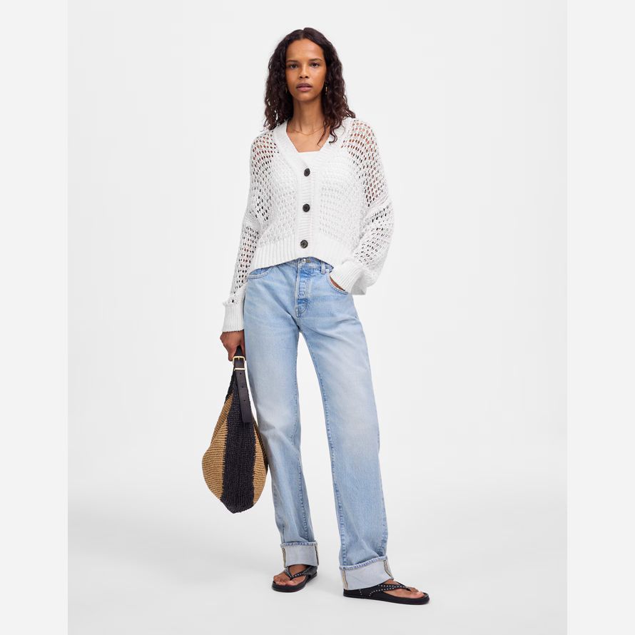 white womens madewell ouvrir de point de v-cou cardigan