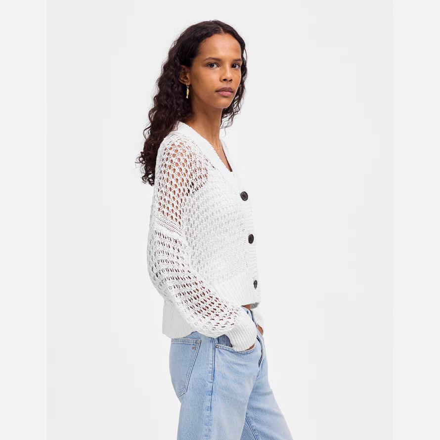 white womens madewell ouvrir de point de v-cou cardigan
