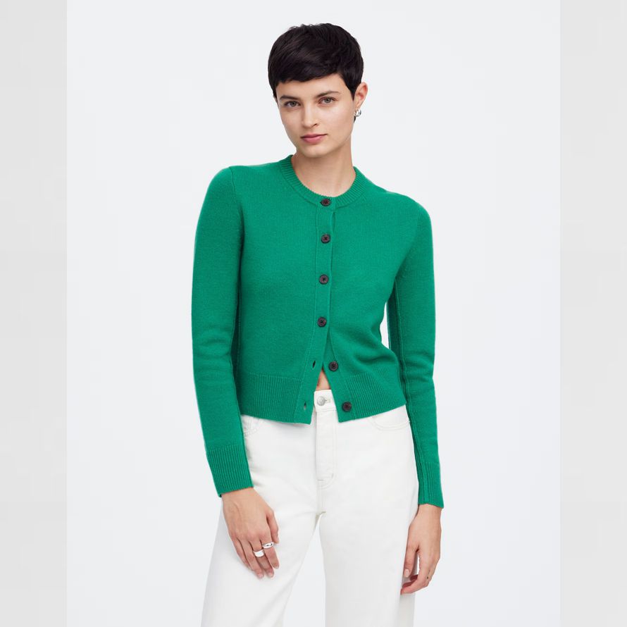 vert madewell cachemire bouton-face womens cardigan