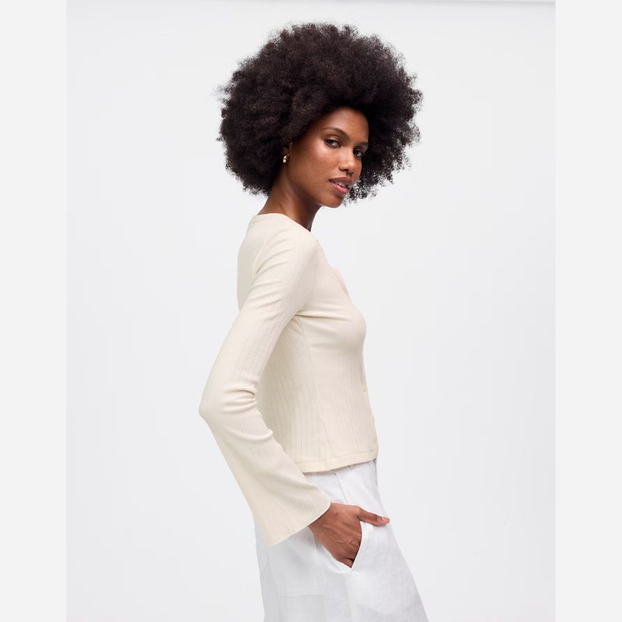 womens madewell coton Évasée-cardigan À manches de crème