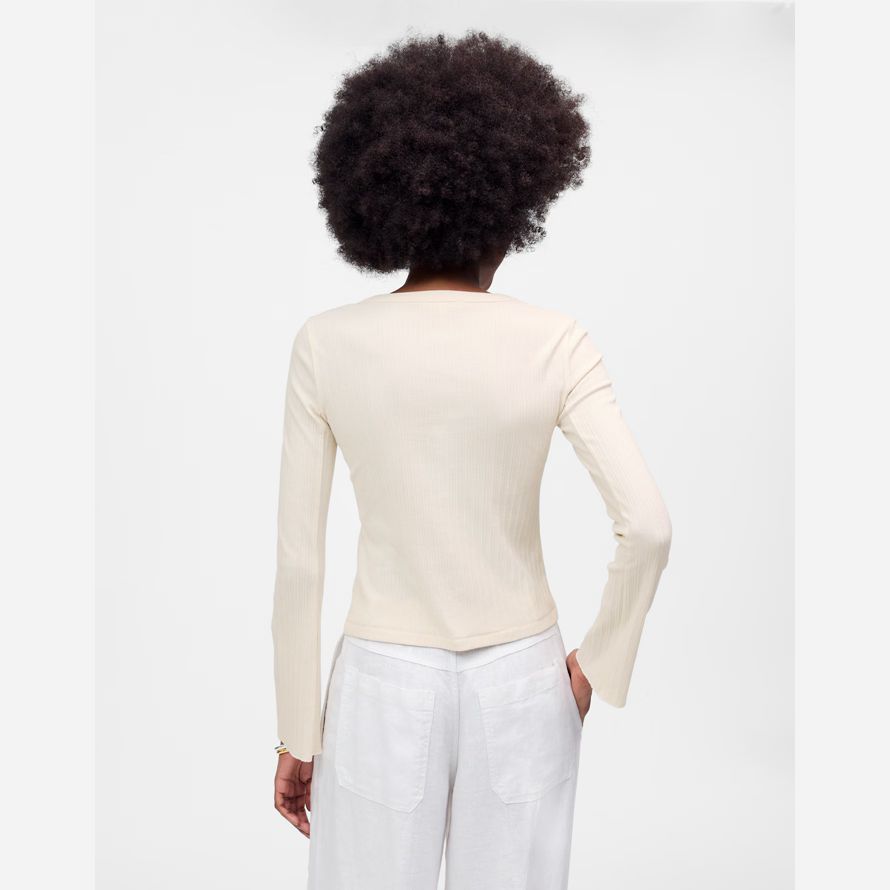 womens madewell coton Évasée-cardigan À manches de crème