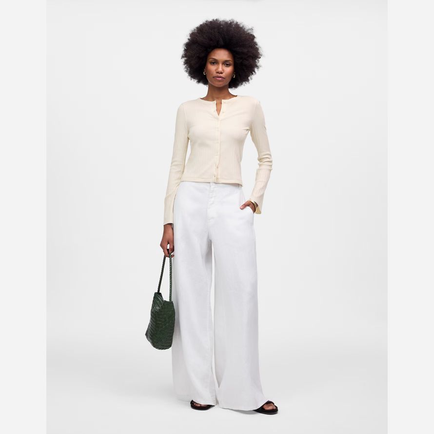 womens madewell coton Évasée-cardigan À manches de crème