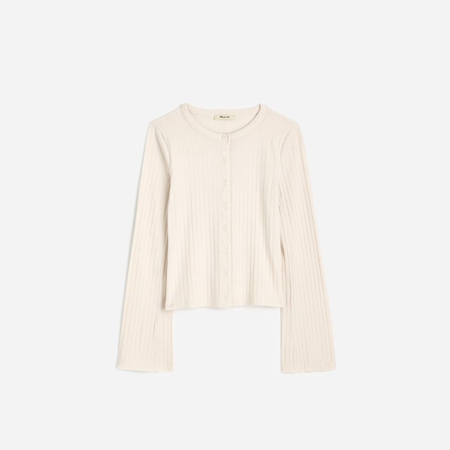 womens madewell coton Évasée-cardigan À manches de crème