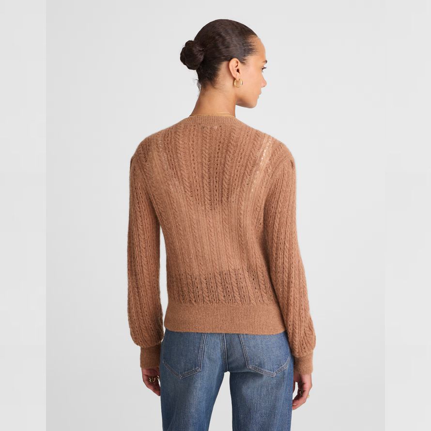 brun womens madewell pointelle-maille alpaga mélange cardigan