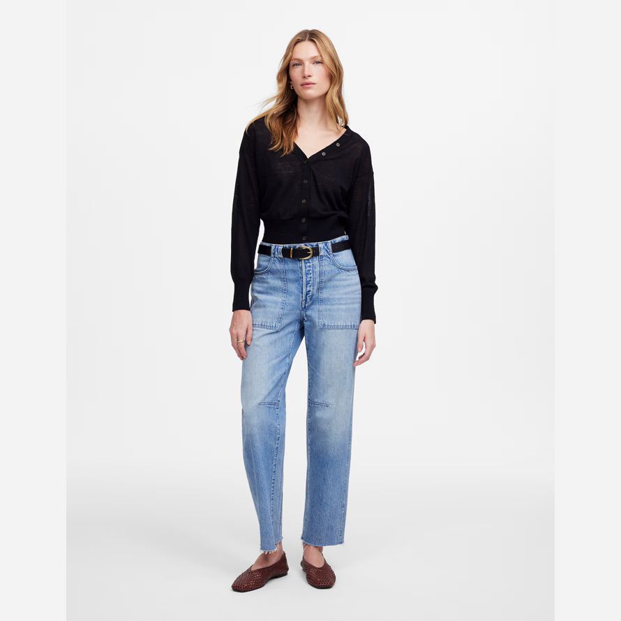 womens madewell linge de mélange de v-cou cardigan noir