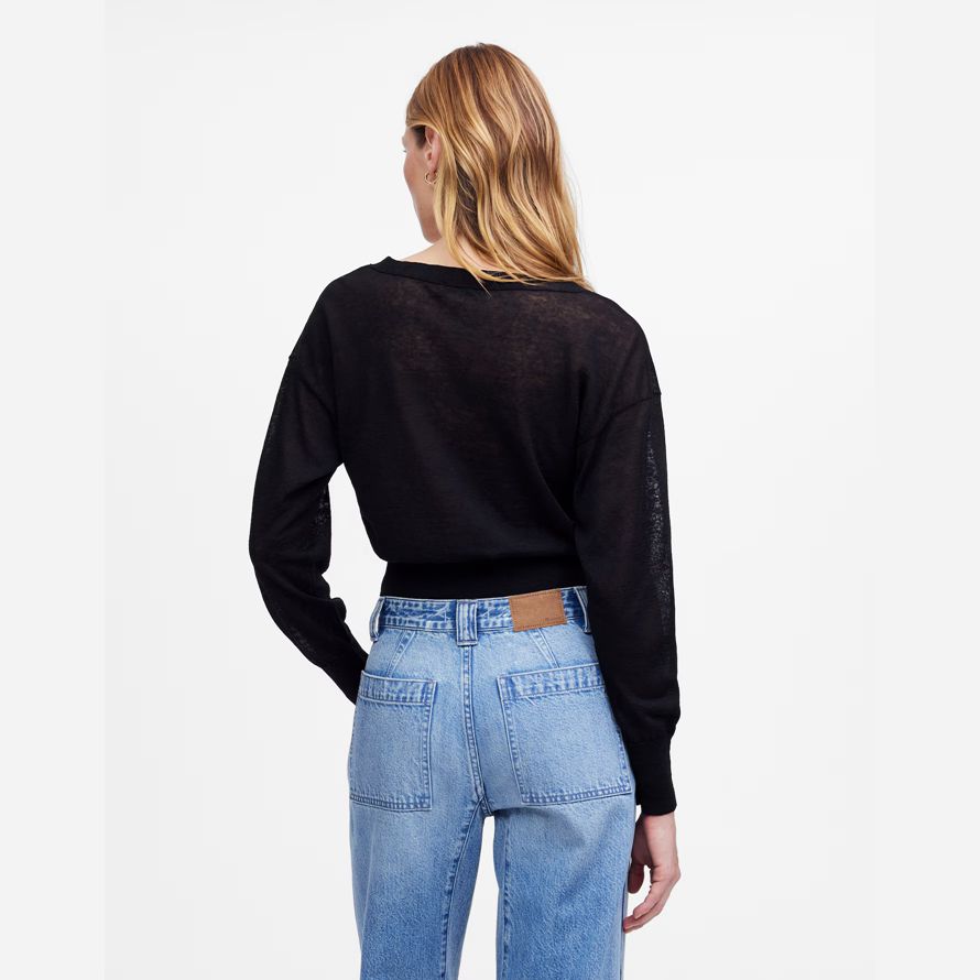 womens madewell linge de mélange de v-cou cardigan noir