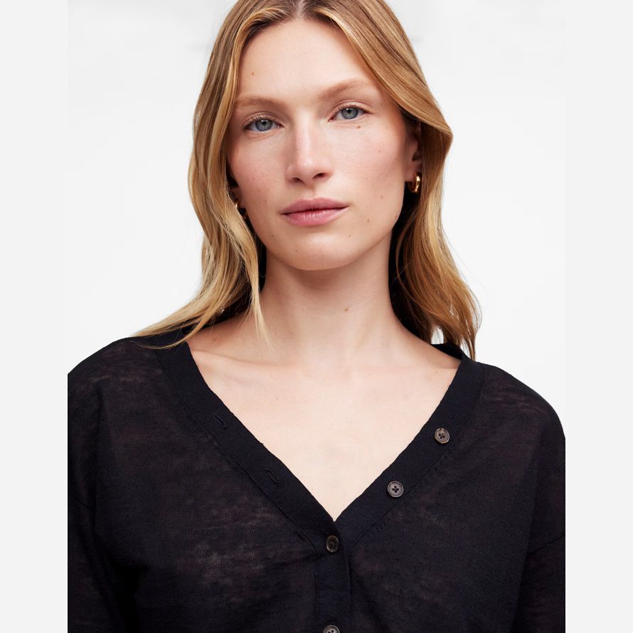 womens madewell linge de mélange de v-cou cardigan noir