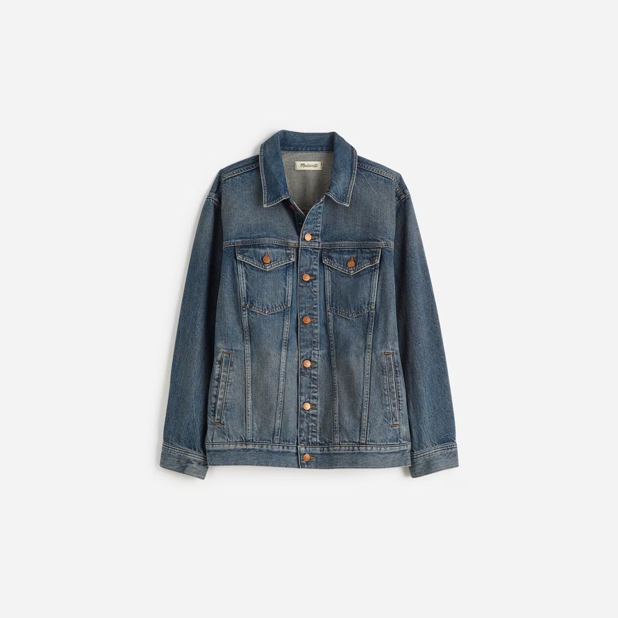 womens madewell bouton de devant de la veste en jean bleu