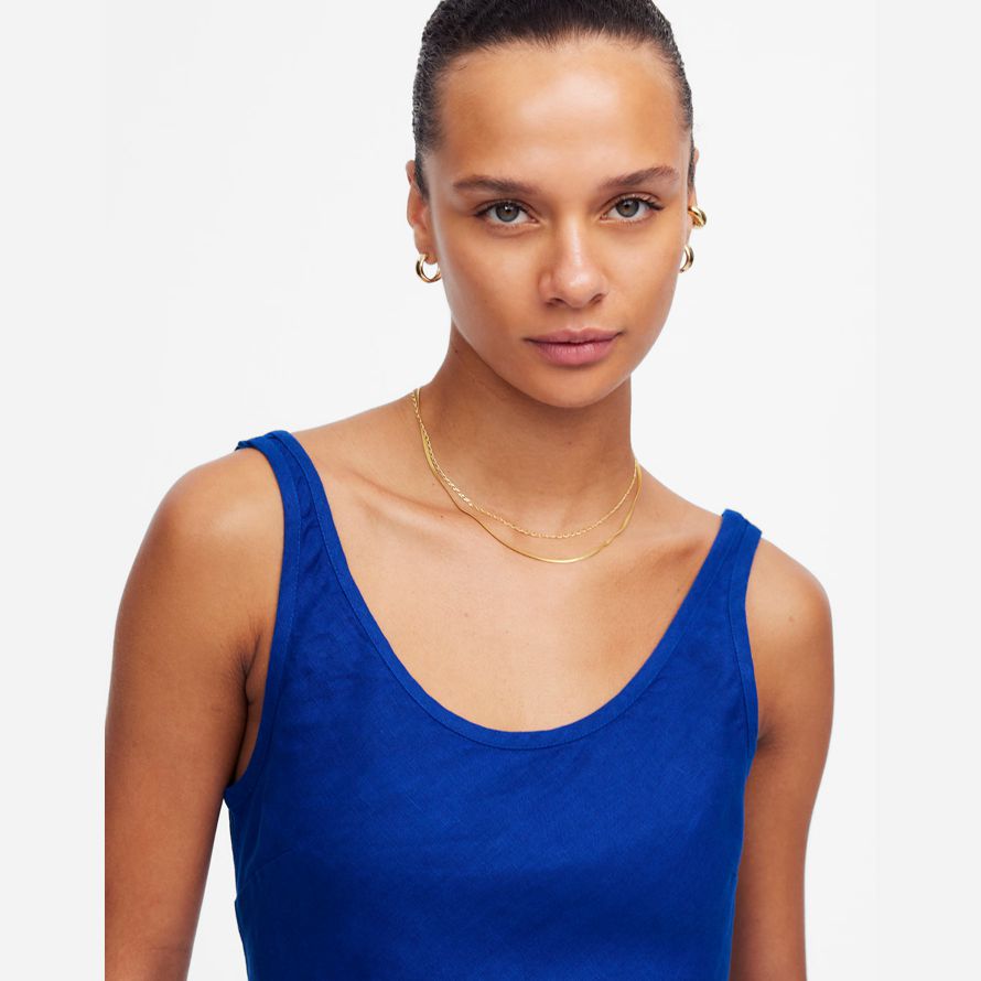 bleu foncé madewell scoopneck sans manches midi womens robe