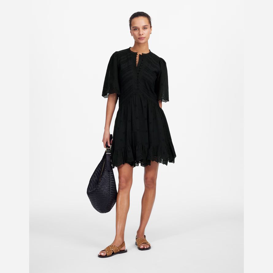black womens madewell Œillet de flottement manches mini robe
