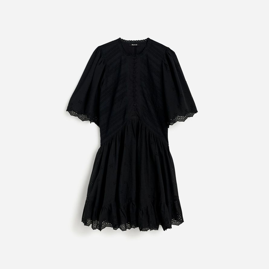 black womens madewell Œillet de flottement manches mini robe