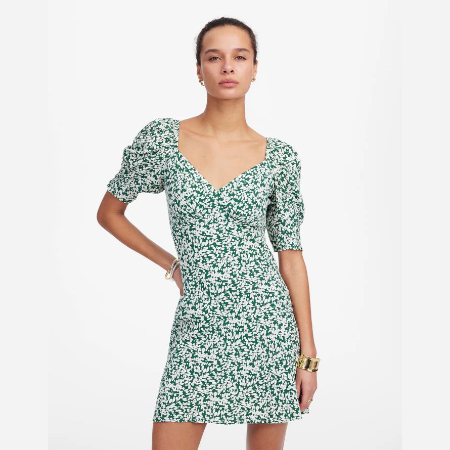 vert blanc madewell cousue col en v mini robe de womens