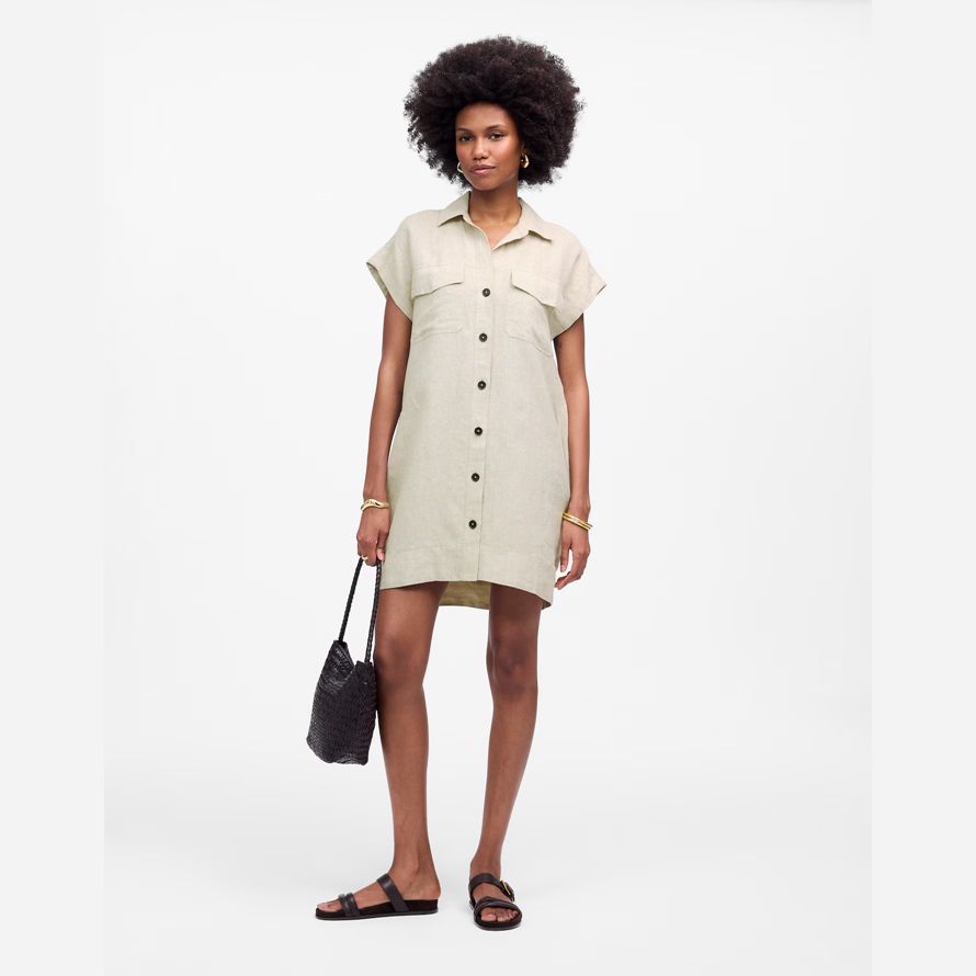 madewell utilitaire de manches courtes dun mini shirt womens robe beige