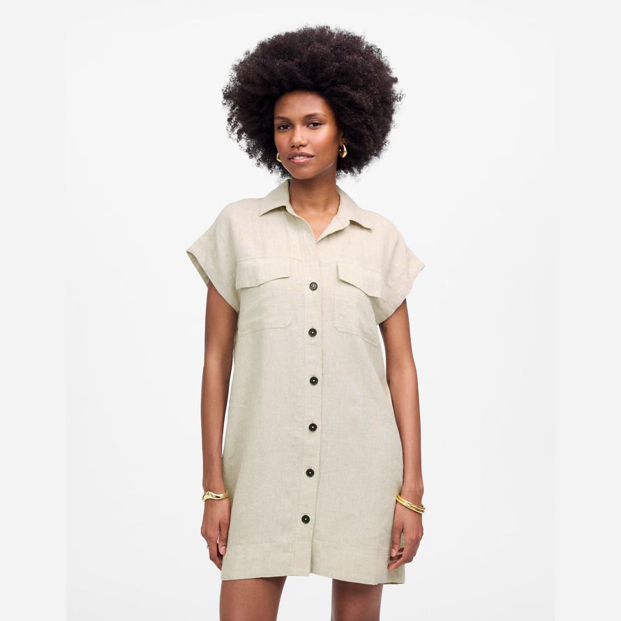 madewell utilitaire de manches courtes dun mini shirt womens robe beige