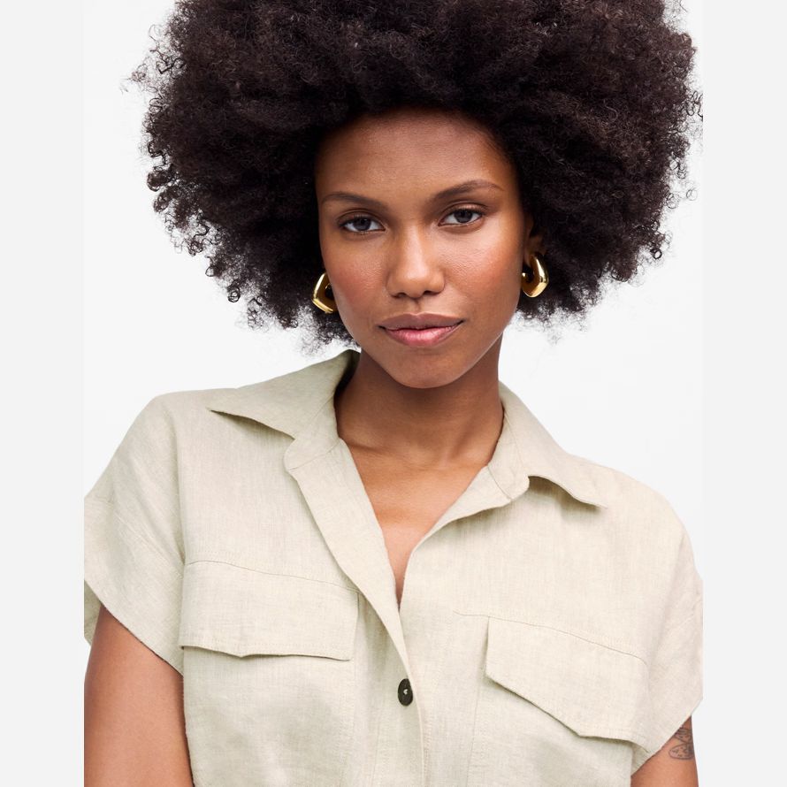 madewell utilitaire de manches courtes dun mini shirt womens robe beige