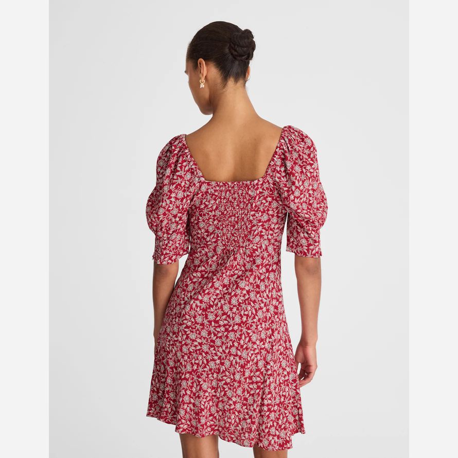 womens madewell puff manches mini robe rouge blanc