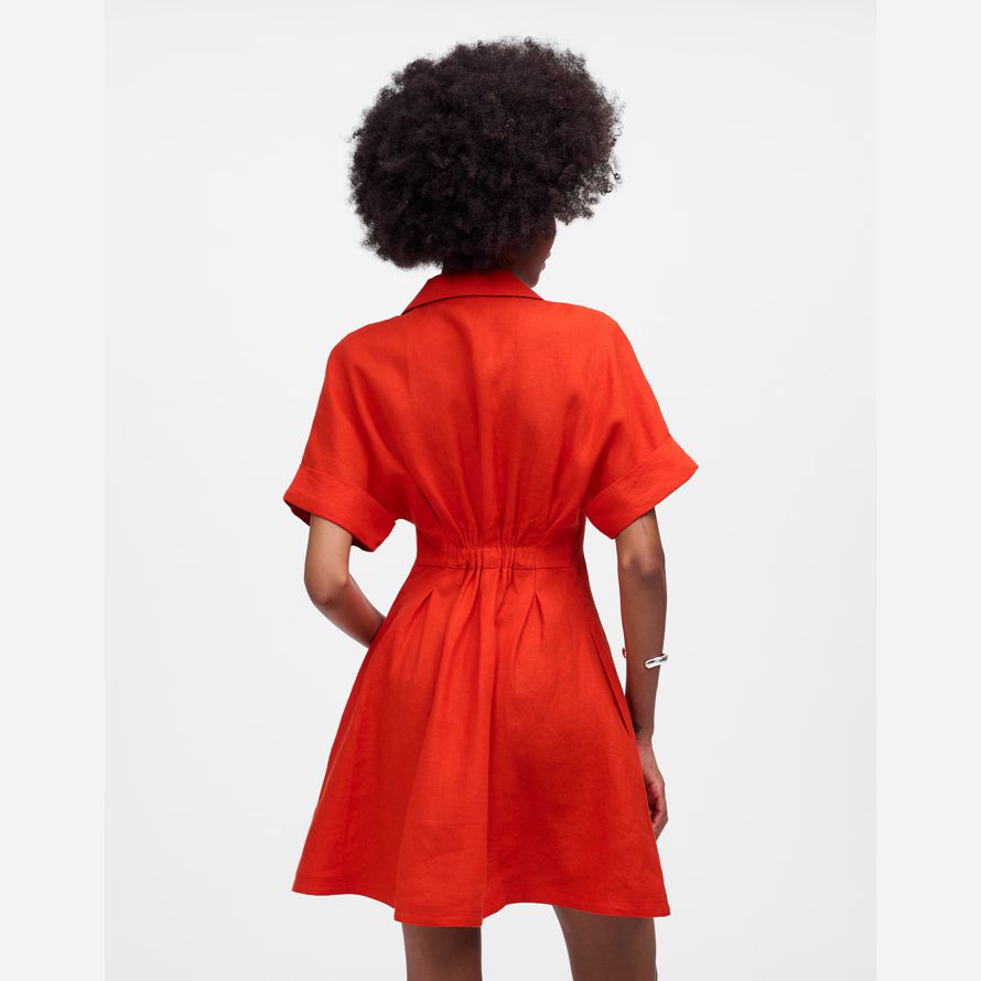 womens madewell plissée mini robe chemise rouge