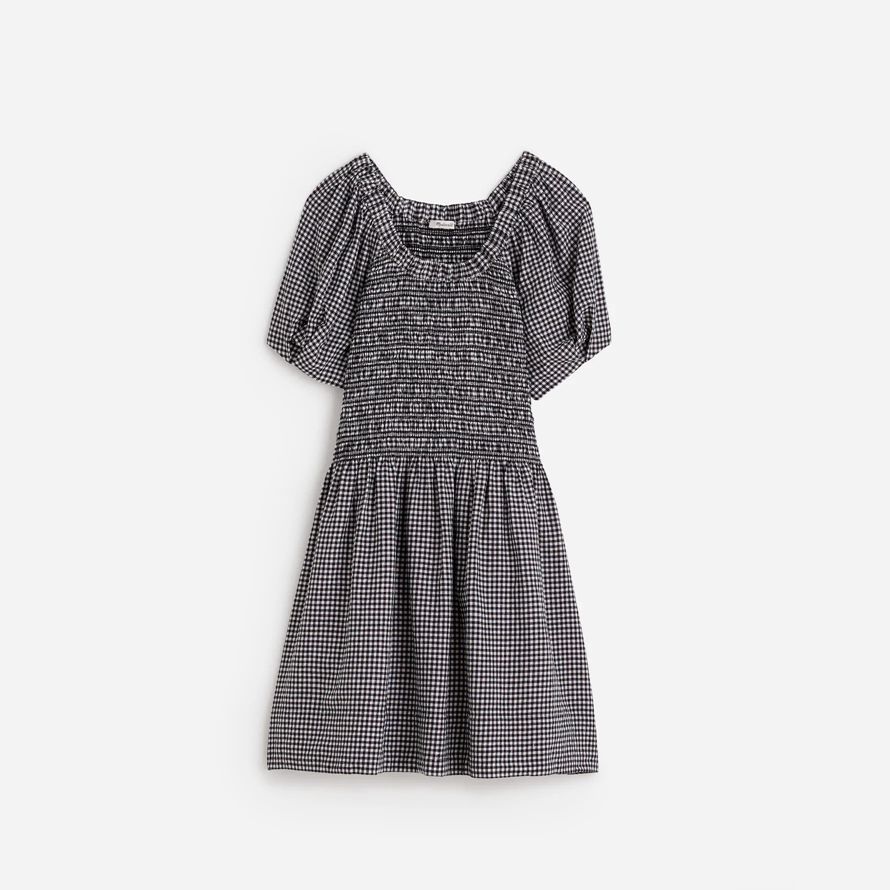 womens madewell smockée u-cou mini robe noir blanc