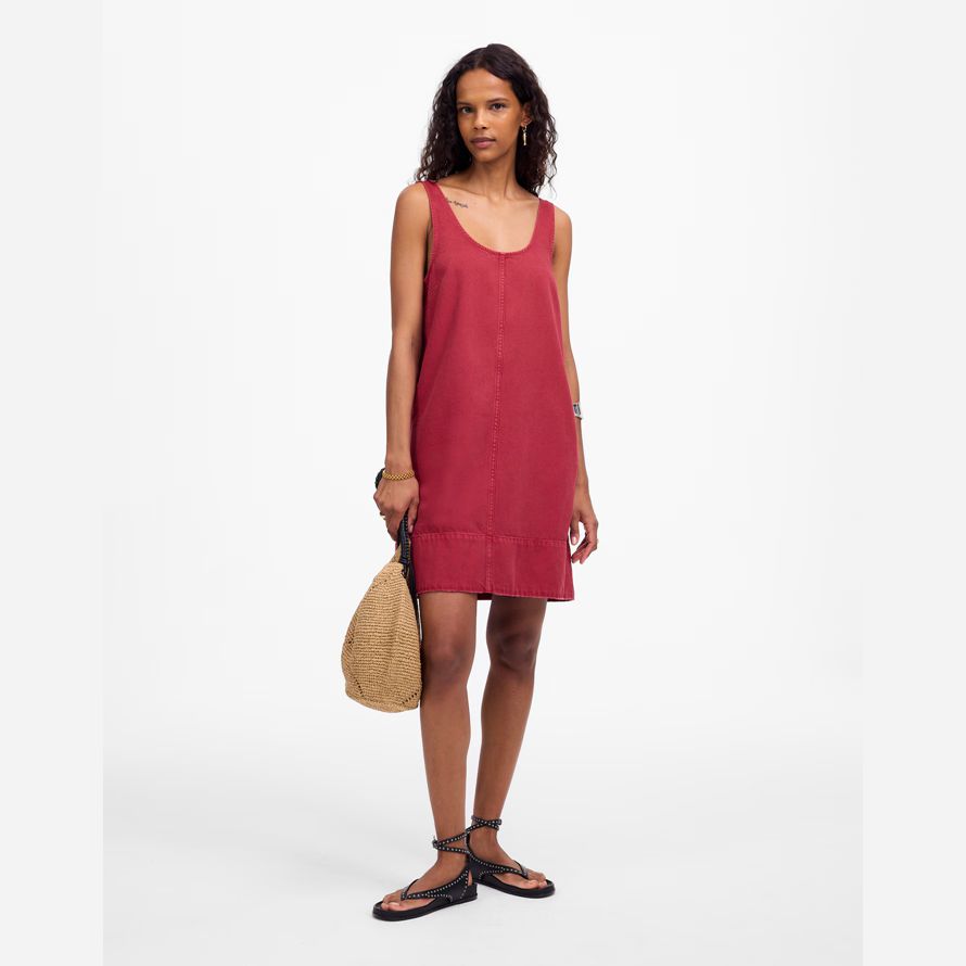 rouge foncé womens madewell denim scoopneck mini robe