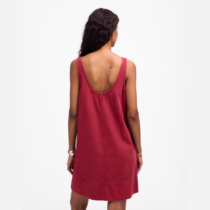 rouge foncé womens madewell denim scoopneck mini robe