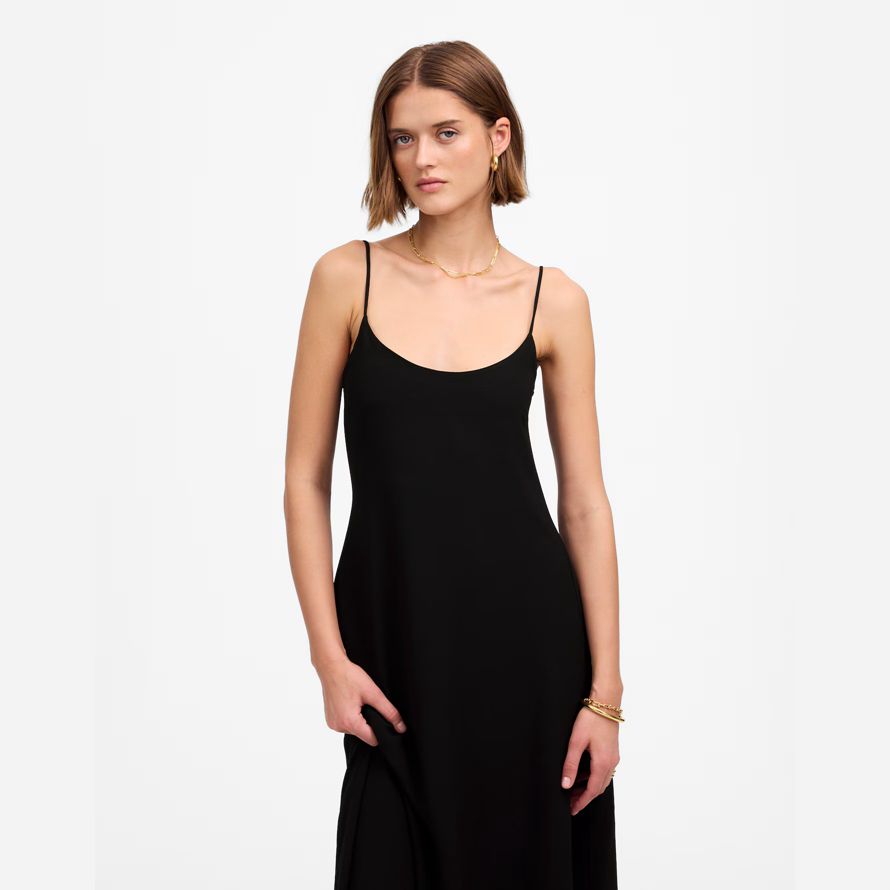 womens madewell leset ari scoopneck maxi robe débardeur noir