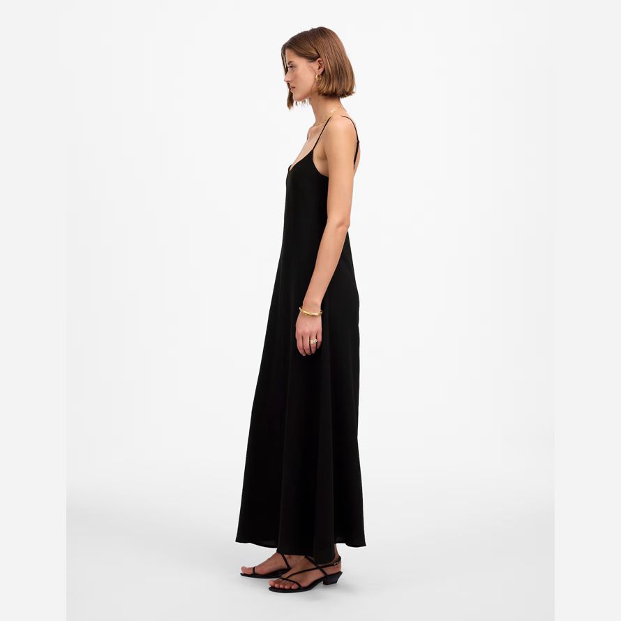 womens madewell leset ari scoopneck maxi robe débardeur noir