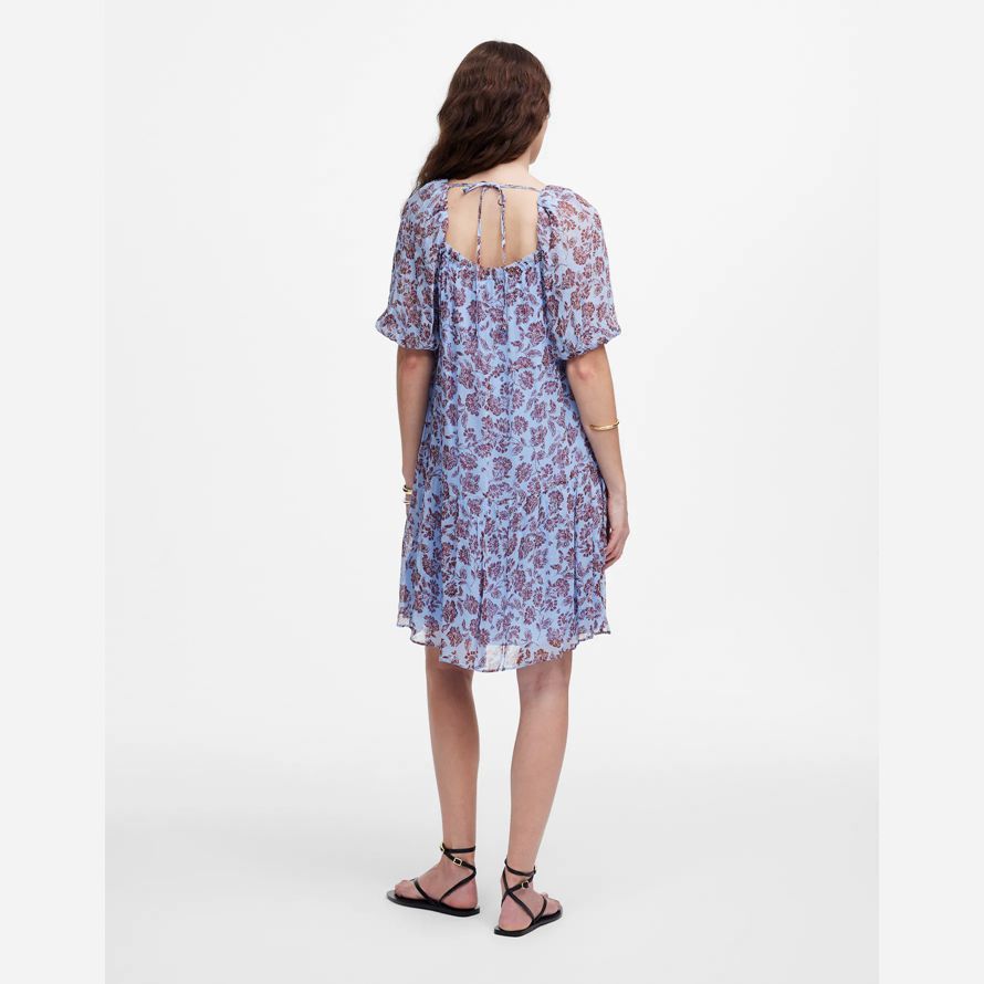 madewell puff manches mini robe de womens bleu chocolat