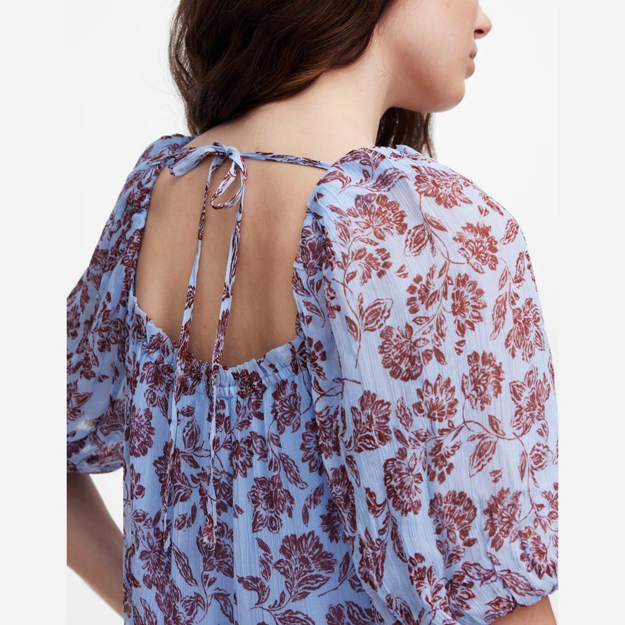 madewell puff manches mini robe de womens bleu chocolat