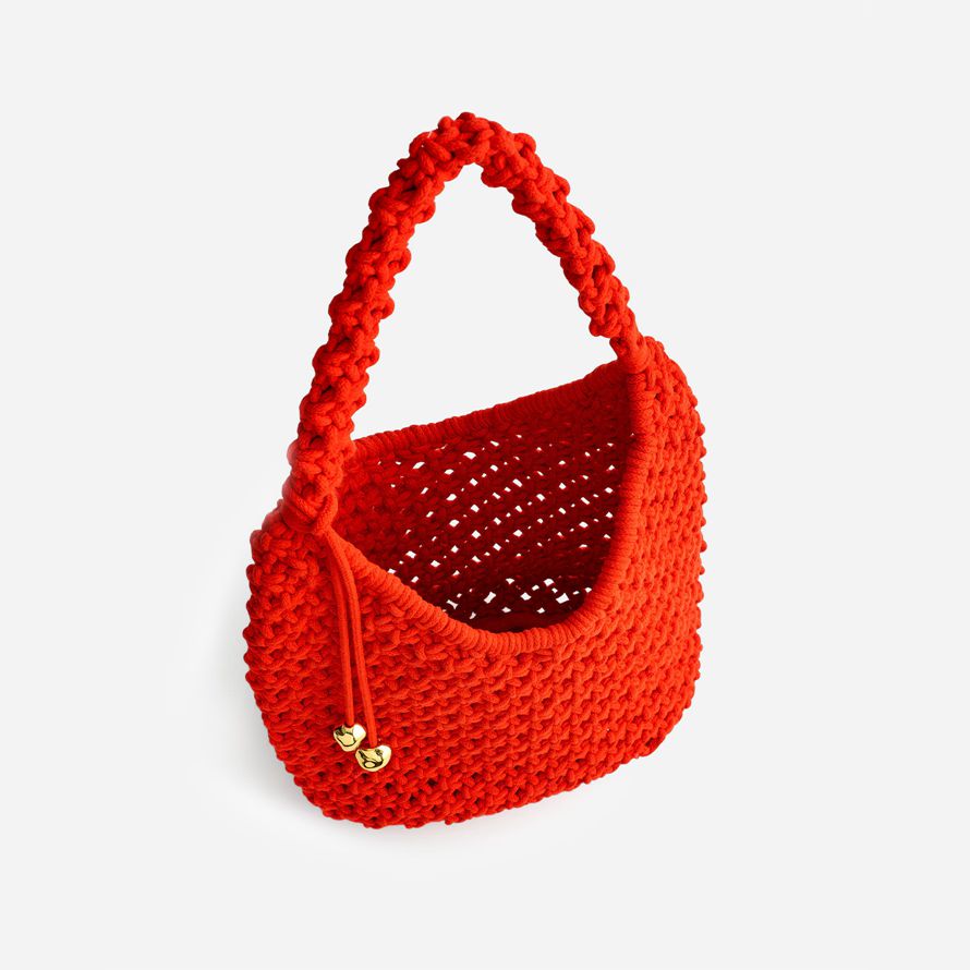 womens madewell la camren corde sac À main rouge orange