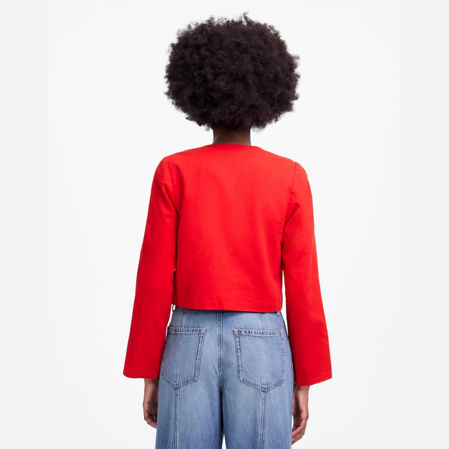 red womens madewell culture cardigan en coton-lin vestes