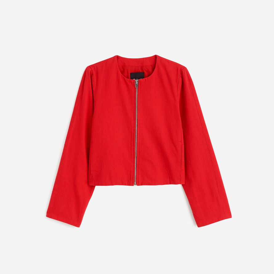 red womens madewell culture cardigan en coton-lin vestes