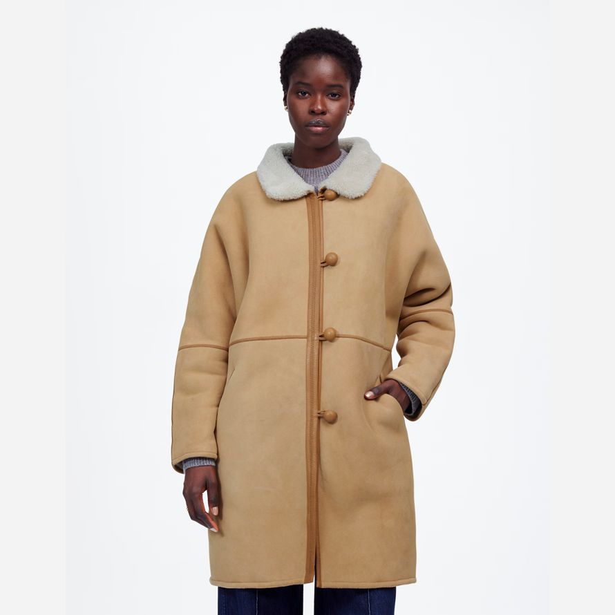 madewell suede surdimensionné long womens vestes brown