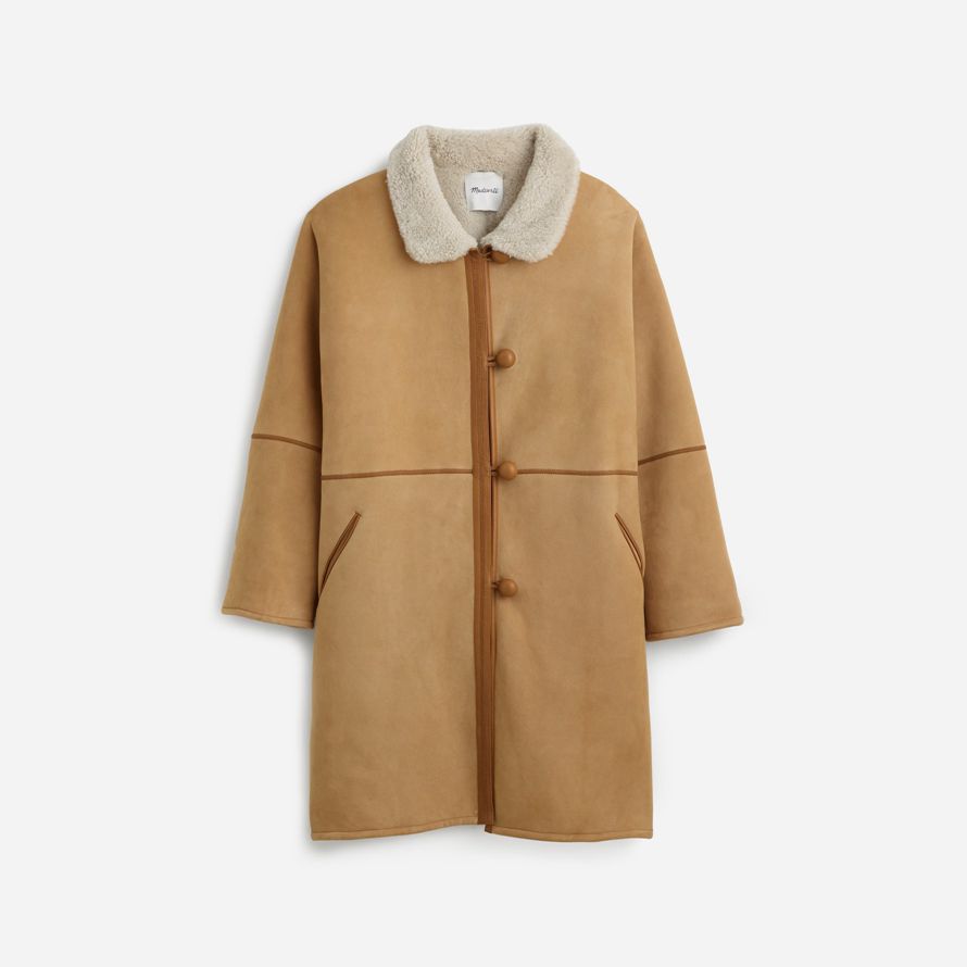 madewell suede surdimensionné long womens vestes brown