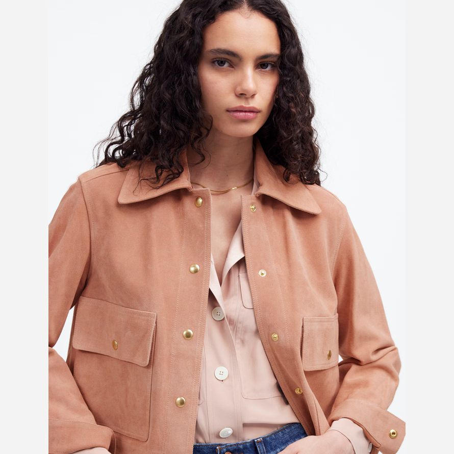 madewell culture corvée suede womens vestes lumière de corail