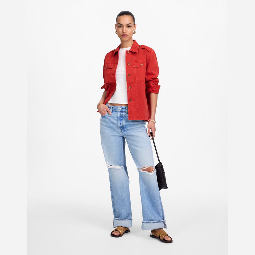madewell facile utilitaire shirt womens vestes rouge