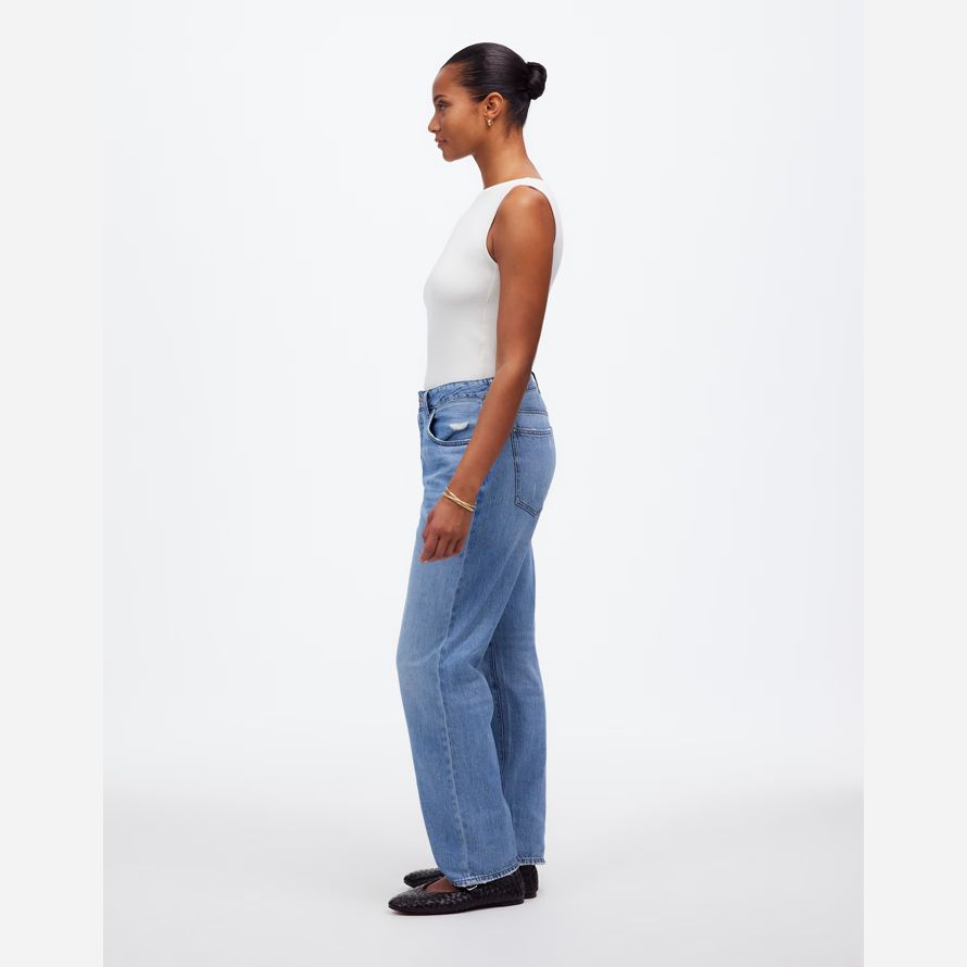 madewell les courbes de dean facile droites aéré womens jeans bleu