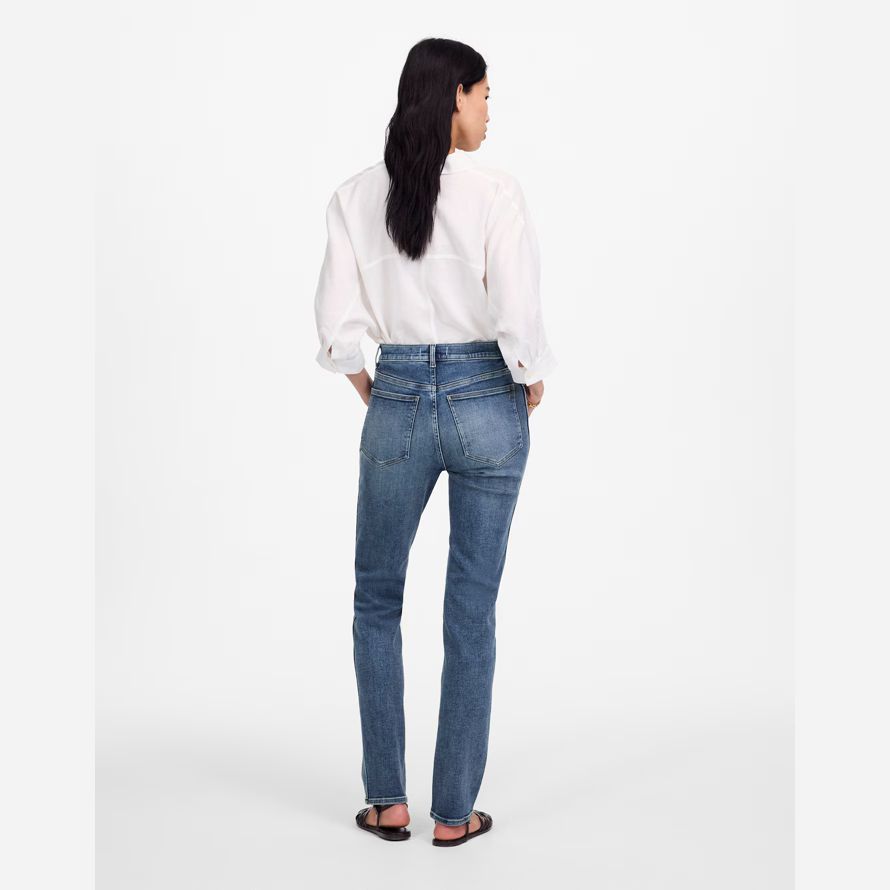 blue womens madewell high-rise jeans tuyau de poêle