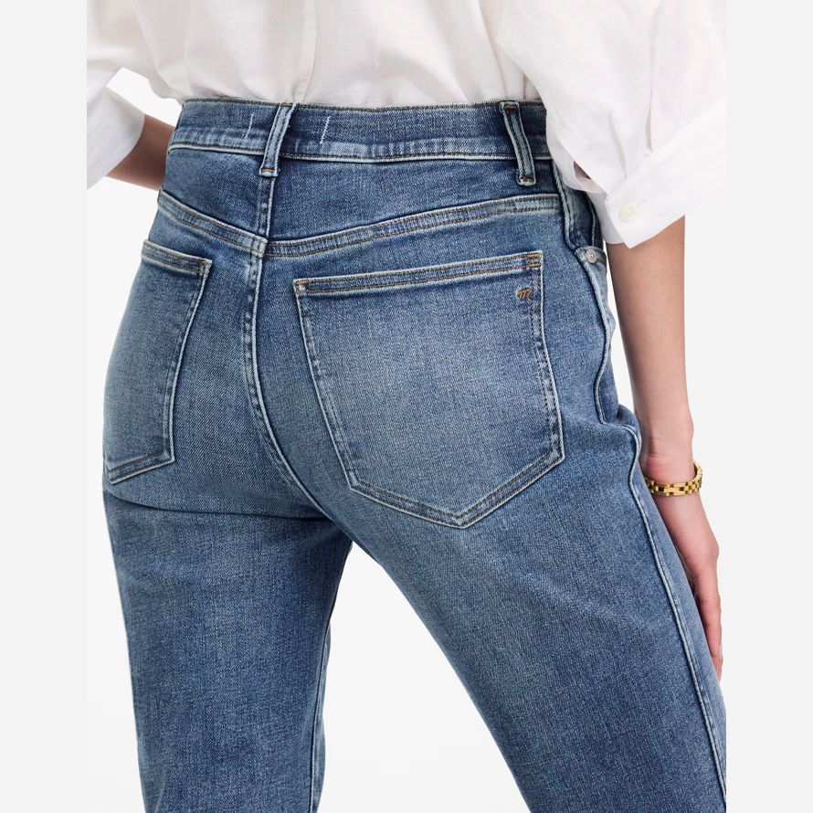 blue womens madewell high-rise jeans tuyau de poêle