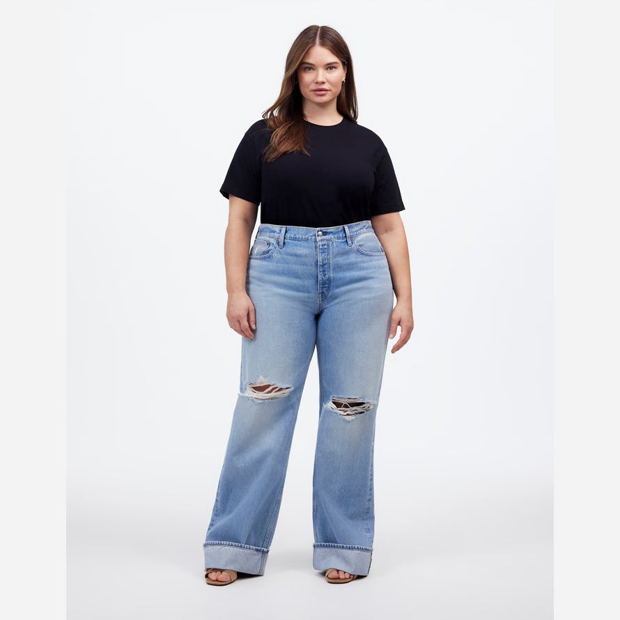 la lumière bleue madewell plus basse en bandoulière womens jeans baggy