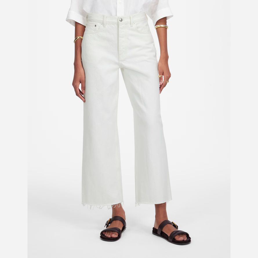 womens madewell basse en bandoulière baggy crop jeans blanc