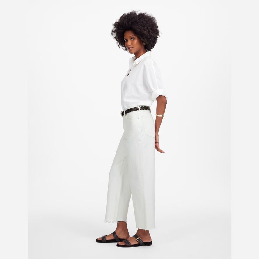 womens madewell basse en bandoulière baggy crop jeans blanc