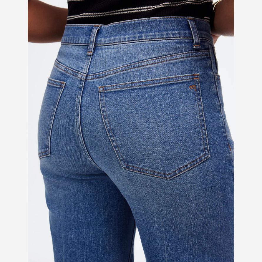 womens madewell curvy Évasée large-jambe crop jeans bleu
