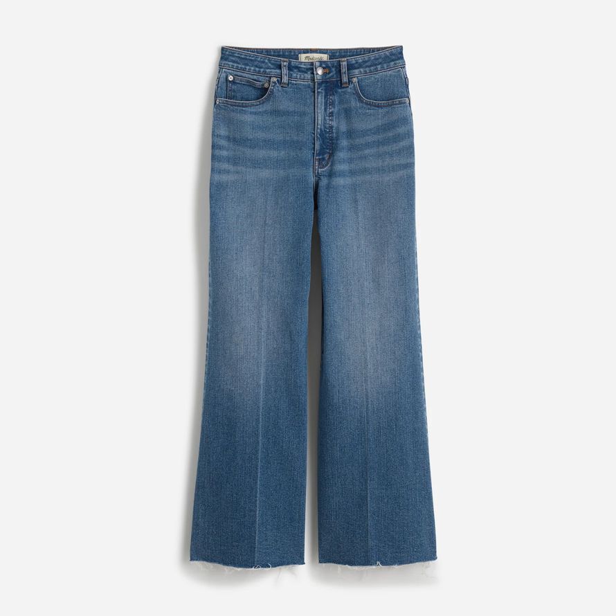 womens madewell curvy Évasée large-jambe crop jeans bleu